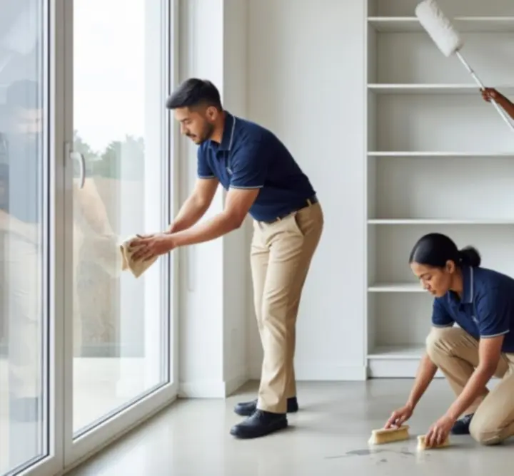 Spotless Service Hub cleaning team at work in a modern interior